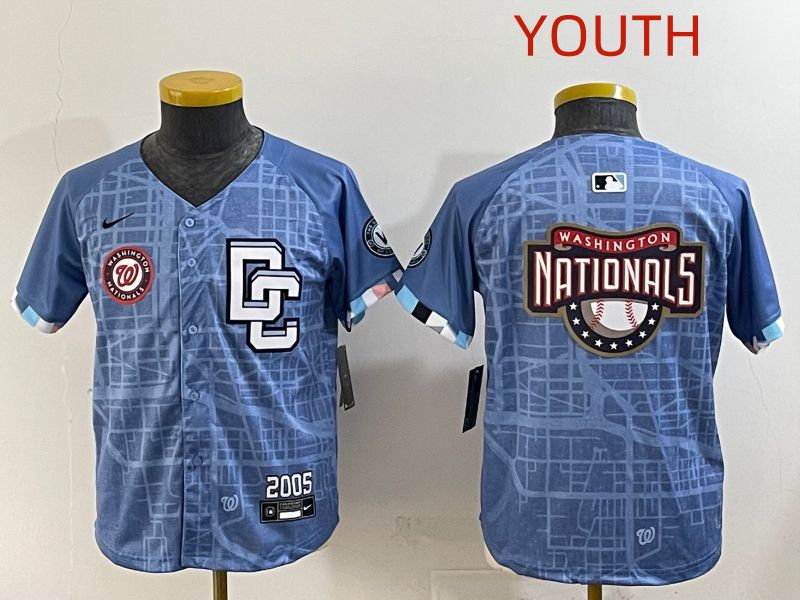 Youth 2025 Washington Nationals Blank Blue Joint Name Nike MLB Jersey style 7